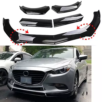 Front Bumper Lip Spoiler Chin Splitter Body Kit Glossy Black For Mazda 2 3 5 J • $69.99