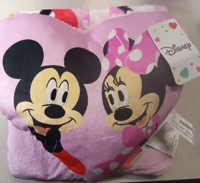 Disney Mickey Minnie Mouse Nogginz Pillow & Plush Blanket Set Pink Size 45 X55   • $19.99