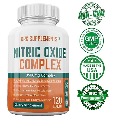 1x Nitric Oxide 3500mg L-Arginine Citrulline Keto Build Muscle Pump Growth Pills • $20.99