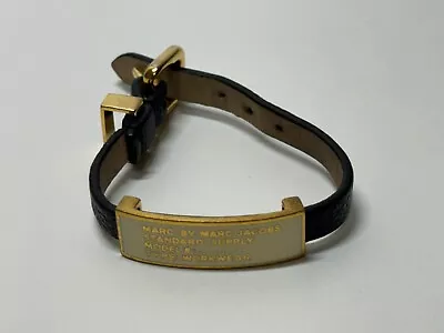 MARC BY MARC JACOBS BRACELET! Black Leather Cream Enamel Buckle Bracelet • $15