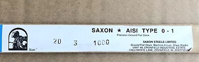 Saxon Ground Flat Stock A.I.S.I. Type O1 Steel. 3 X 20 X 1000mm • £22.75