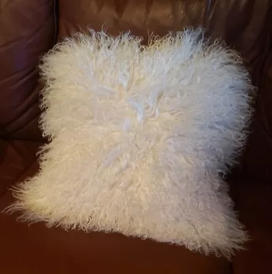 Ugg Australia Natural Mongolian  Lamb Fur White Pillow 14 ×14  • $49.99