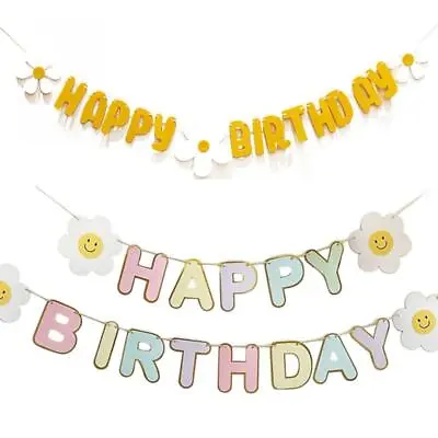 Happy Birthday Banners For Daisy Party Decorations Supplies Photography Props • £4.24