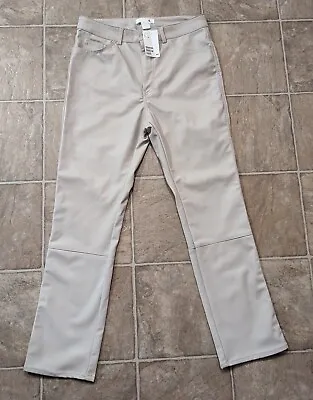 H&M SZ 8 Beige Women's Faux Leather Pants Y4 • $19.99