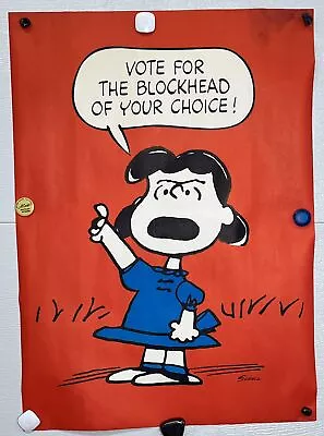 Vintage 1970s Schulz SNOOPY Lucy Political Vote Poster SPRINGBOK - Ultra Rare • $179.99