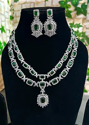 Indian Bollywood Bridal Set Gold Plated Jewelry Earrings CZ Ethnic AD Necklace • $38.71