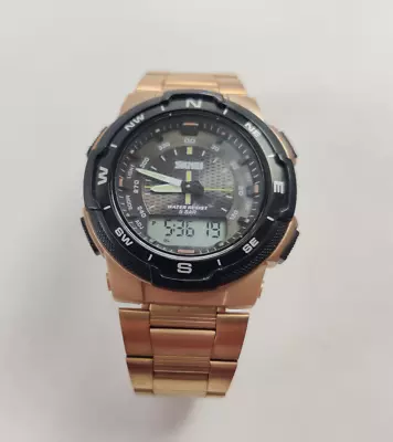 SKMEI 1370 Rose Gold Men Watch Business Digital Quartz Wristwatch Steel Sport • $5.69