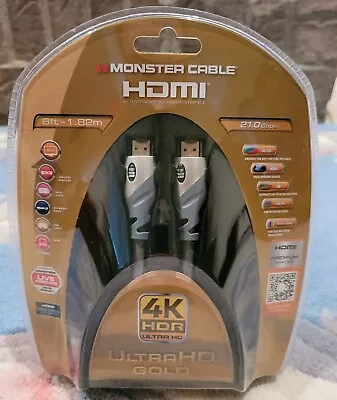 Monster Cable Ultra HD Gold High Speed 21 Gbps HDMI Cable 4K UHD (6 Ft) - NEW!! • $15.95