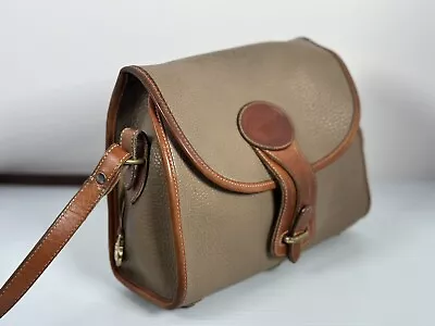 Rare Vtg Dooney & Bourke Sm Essex Taupe Awl All Weather Leather Pebble Crossbody • $35