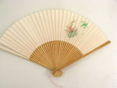 Vintage Hand Fan Sensu Folding Kimono Geisha Floral Made In Japan Handmade • $24.99