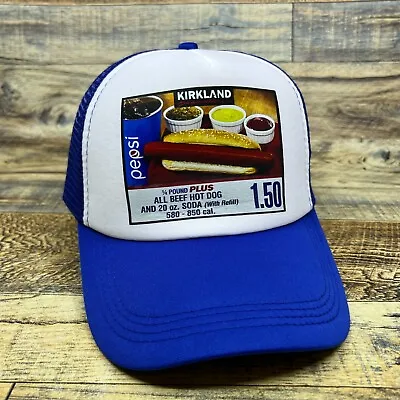 Costco Hot Dog Mens Trucker Hat Blue $1.50 Combo Kirkland Funny Meme Ball Cap • $19.99