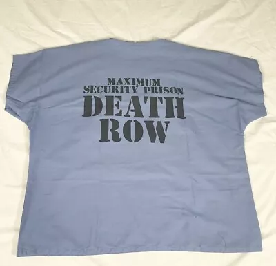 Maximum Security Prison Death Row Light Blue Short Sleeve V Neck Shirt Size L • $19.99