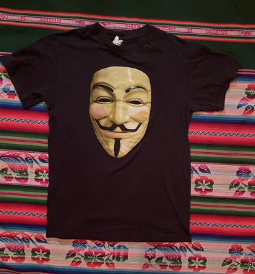 $50 • Buy Vintage DC Comics V For Vendetta Guy Fawkes Mask Graphic Black T Shirt S Rare
