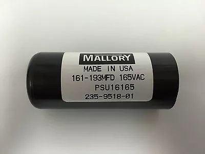 161-193uf Mfd PSU16165 Mallory Motor Start Capacitor 165VAC Suit 240VAC Motors • $40