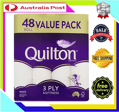 48x Quilton Toilet Paper Tissue Rolls 3-Ply 180 Sheets - Free Postage Best Price • $27.91