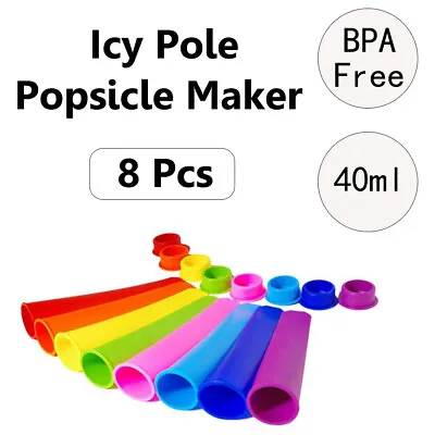 8pcs Silicone Ice Block Moulds/Ice Cream Molds/Icy Pole Jelly Pop Popsicle Maker • $11.99