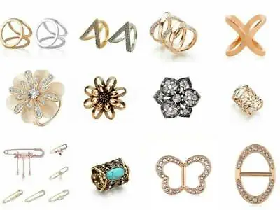 £3.17 • Buy Women Crystal Pearl Flower Scarf Ring Clip Buckle Holder Brooch Pin Jewelry B
