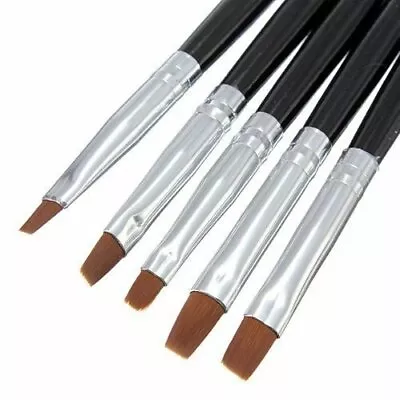 5 Pcs Brushes UV Gel Brush Nail Painting Drawing Liner Flat Nail Art Display • $5.70