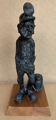Vintage COAL MINER Statue Figurine Carved Or Formed / Pressed Coal 8 1/2” Signed • $24.99