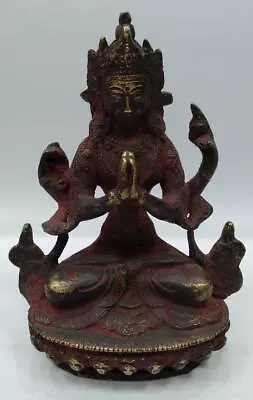 6.3  Old Tibet Tibetan Bronze 4 Arms Chenrezig Buddha Statue • $199.99