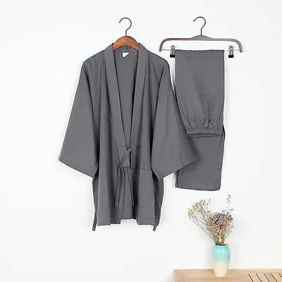 Men Cotton Winter Long Kimono Pajamas Pants Set Home Wear Nightwear Japanese New • $32.60