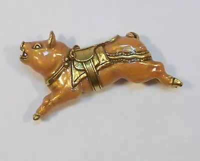 Vintage Signed P.M.A. Philadelphia Museum Of Art CAROUSEL PIG Enamel Figural Pin • $6.50