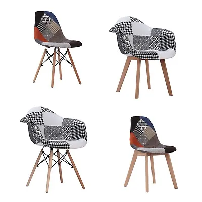 £195 • Buy Patchwork Modern Armchair TUB & TULIP Dining Chair Retro EIFFEL & WOOD Chairs
