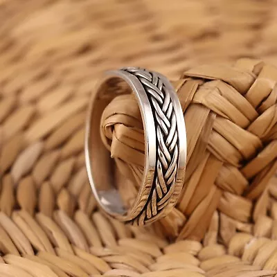 £19.98 • Buy Solid 925 Sterling Silver Celtic Spinning Worry Band Thumb Ring 7mm Wide