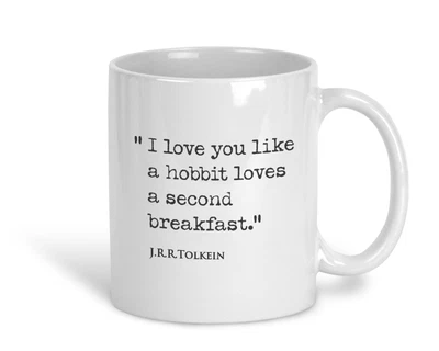 £11.99 • Buy JRR Tolkien  Hobbit Loves A Second Breakfast  Book Quote Mug Gift Literature