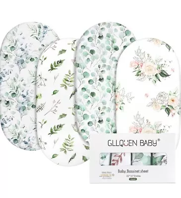 Gllquen Baby 4 Pack Baby Bassinet Sheets 32” X 16” X 3” Greenery ~ NEW • $16.99