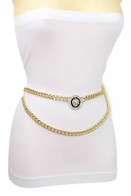 Women Gold Metal Chain Hip Hop Fashion Belt Lion Coin Charm Fit Plus Size XL XXL • $29.95