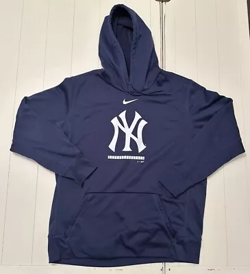 EUC Nike Dri-Fit NY Yankees Hoodie Center Swoosh Logo Men LARGE MLB Sweatshirt • $24.97