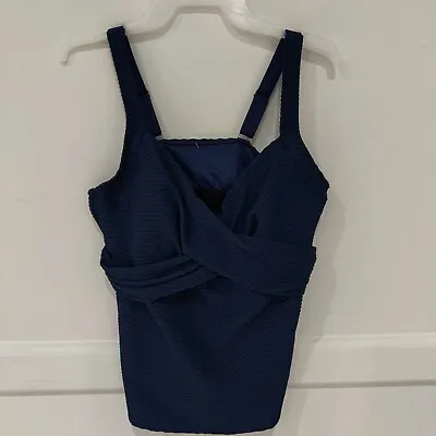 Lands' End Womens Wrap Underwire Tankini Top Bust Support 14 Tall $60 8B208 • $25.49