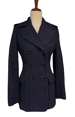 MISS SIXTY Wool Blend Pea Coat Jacket Blue Women’s Size S EUC • $39.99