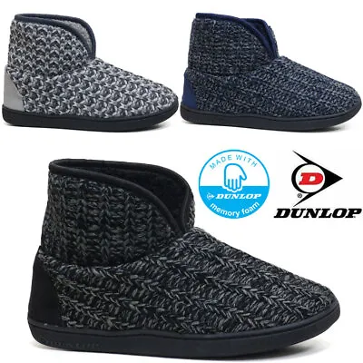 £16.99 • Buy Mens Slippers Dunlop Memory Foam Ankle Fleece Warm Fur Lined Winter Boots Shoes