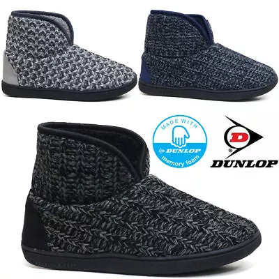 Mens Slippers Dunlop Memory Foam Ankle Fleece Warm Fur Lined Winter Boots Shoes • £16.99