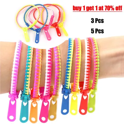 3/5Pcs Sensory Zipper Fidget Bracelet Zip Stim Kids Toys Stress Anxiety Relief • £2.74