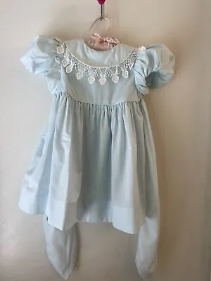 Vintage BRYAN 18 24 Months 2T Baby Girls Party Dress Blue Lace Easter Spring • $27.99