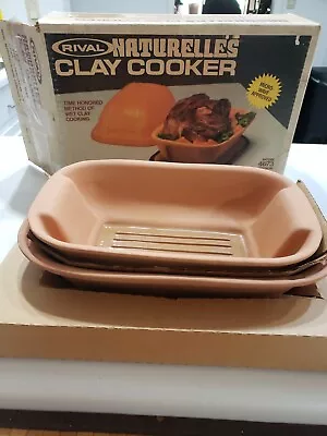 NOS Vintage Rival  NATURELLES  Clay Cooker Model No. 4673 Microwaveable NEW • $30.79