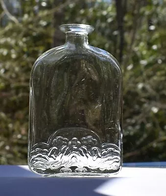 Vintage Embossed Glass Flask Bottle Cork Top Art Deco • $25