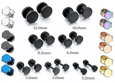 Men Women Kids Screw Stud Earrings Steel Cheater Fake Gauges Ear Plugs PAIR • £1.90