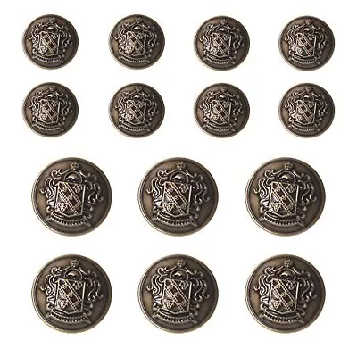 14 Pieces Antique Metal Blazer Buttons Set For Blazers Suits Sport Cï¿½ • $17.53