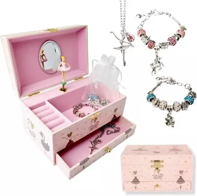 Music Jewellery Box With Necklace Pendant And Charm Bracelet Set|Jewllery Musica • $16.51