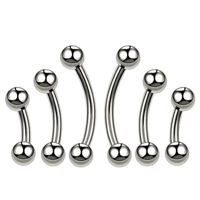 £1.69 • Buy 6mm- 16mm Barbell Piercing Stainless Banana Curved Bar Eyebrow Ear Belly Silver