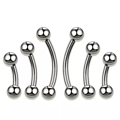 £1.69 • Buy 6mm- 16mm Barbell Piercing Stainless Banana Curved Bar Eyebrow Ear Belly Silver