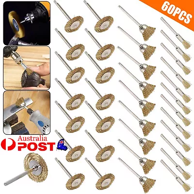 60X Stianless Steel & Brass Wire Brush Polishing Wheel For Dremel Rotary Tool AU • $24.99