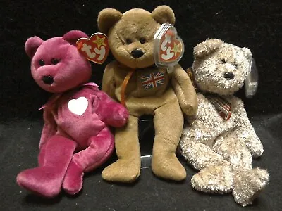 £10.99 • Buy Trio Of Ty Beanie Baby Bears -- Signature 2002 , Britannia And Valentina  (8)