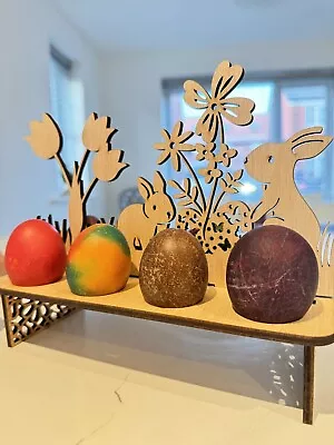 Personalised Easter Wooden Holder Egg Hunt. Kids Easter Basket Egg Bunny Gift • £7.99