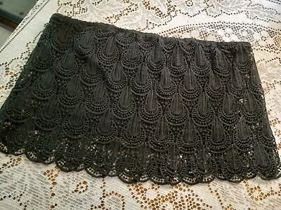 Womens Vintage Skirt Micro Mini Lace Black Stretch Waist Made In USA Large • $9.99