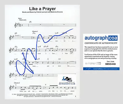 Madonna Autograph Signed Like A Prayer Sheet Music Acoa • $1750
